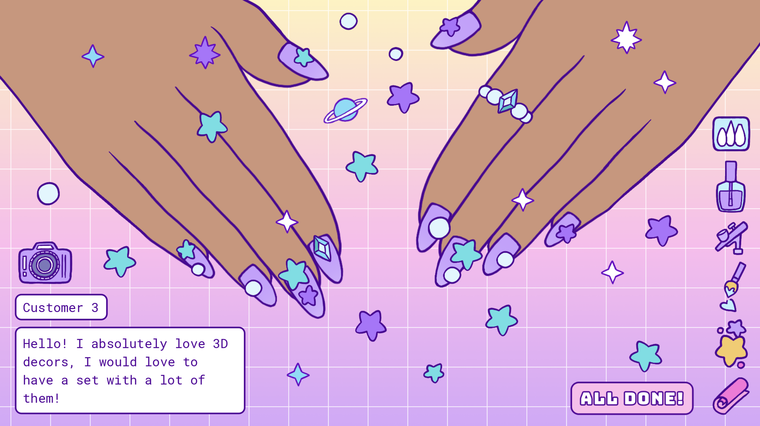 promo art for my perfect nails by lya mgtt showing hands with decorated nails. review at tails by the foxfire